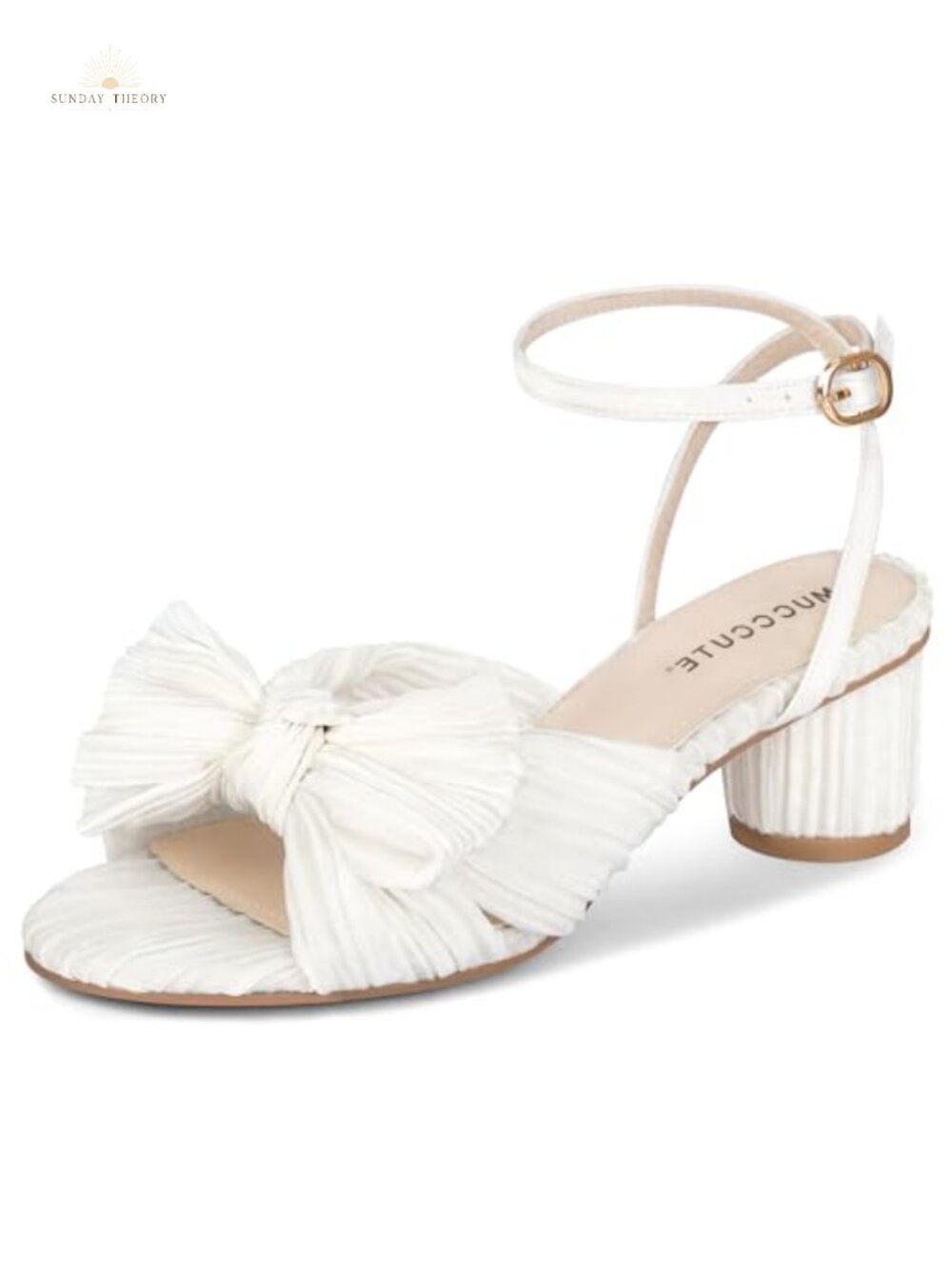 Chunky Heeled Sandals Women's Bow Knot Ankle Strap Block Heel
